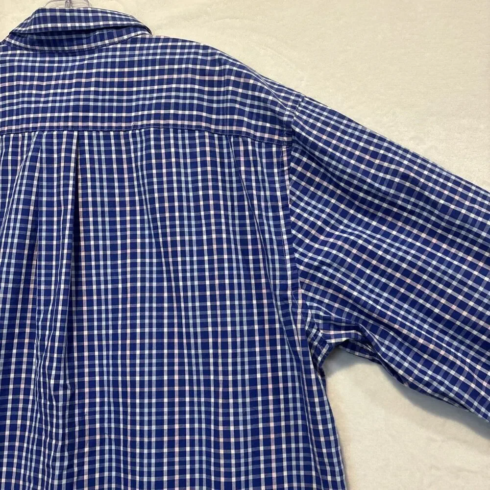 Vineyard Vines Men's Plaid Whale Shirt Button Down Pink Blue Size Large Preppy